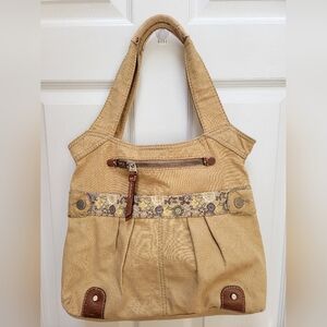 Fossil Vintage Hobo Canvas Floral Shoulder Bag
